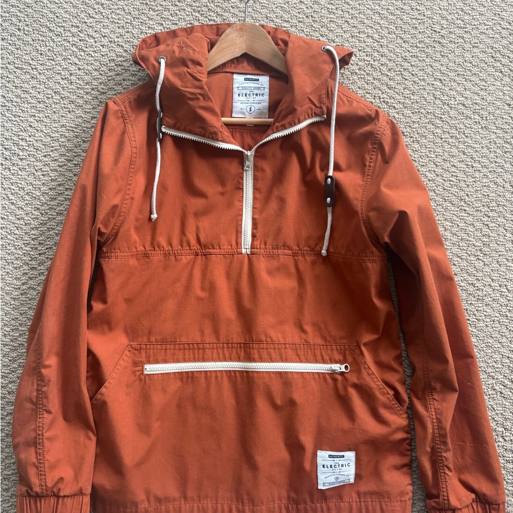 Orange Hooded Anorak Pullover Jacket